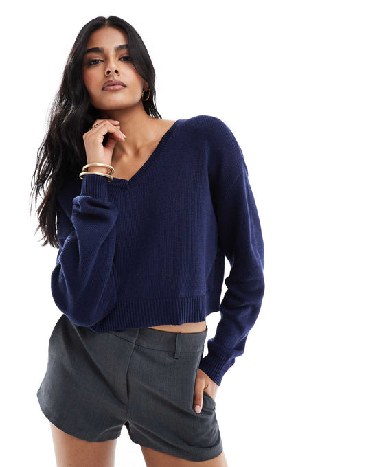 Cassandra V-Neck Cropped Jumper