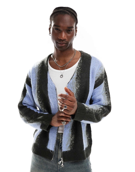Brushed Gradient Cardigan With Zip