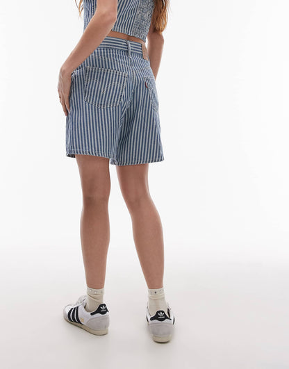 Denim Striped Shorts Co-Ord
