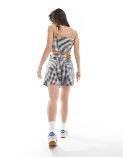 Denim Checked Shorts Co-Ord