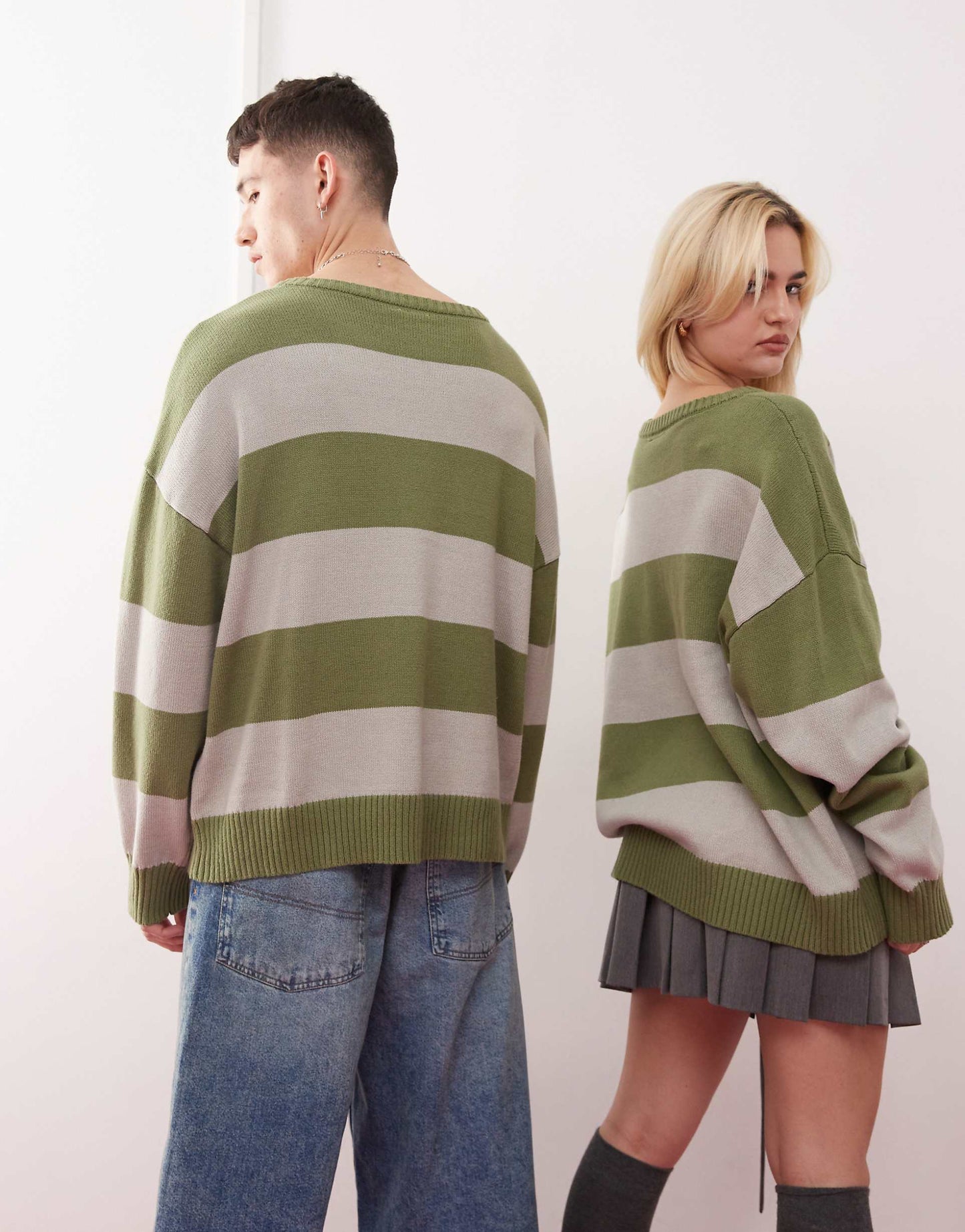 Unisex Oversized Stripe Graphic Jumper