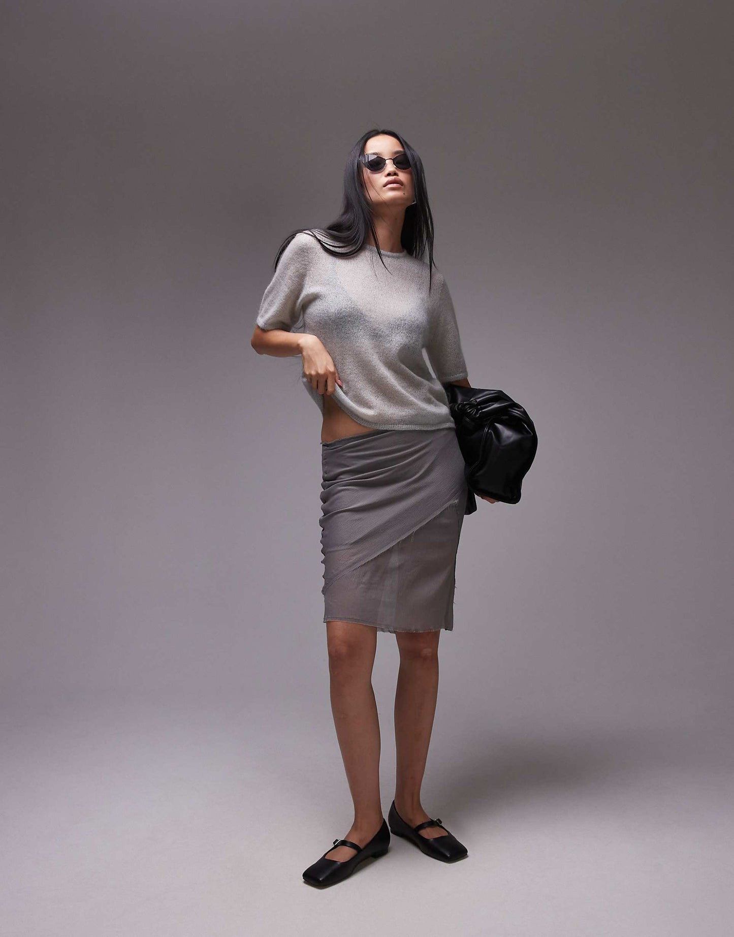 Sheer Mohair Wool Blend Short Sleeve Knitted Sweater