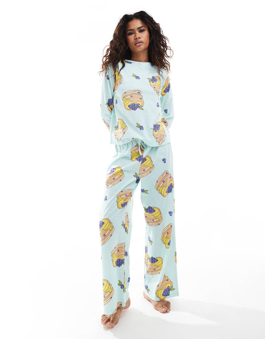 Pancakes Long Sleeve Top & Trouser Pyjama Set