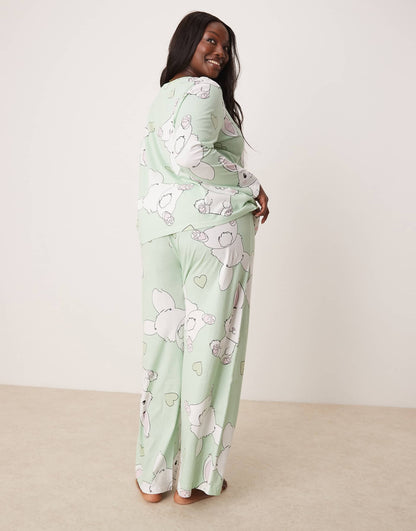 Curve Bunny Long Sleeve Top & Trouser Pyjama Set