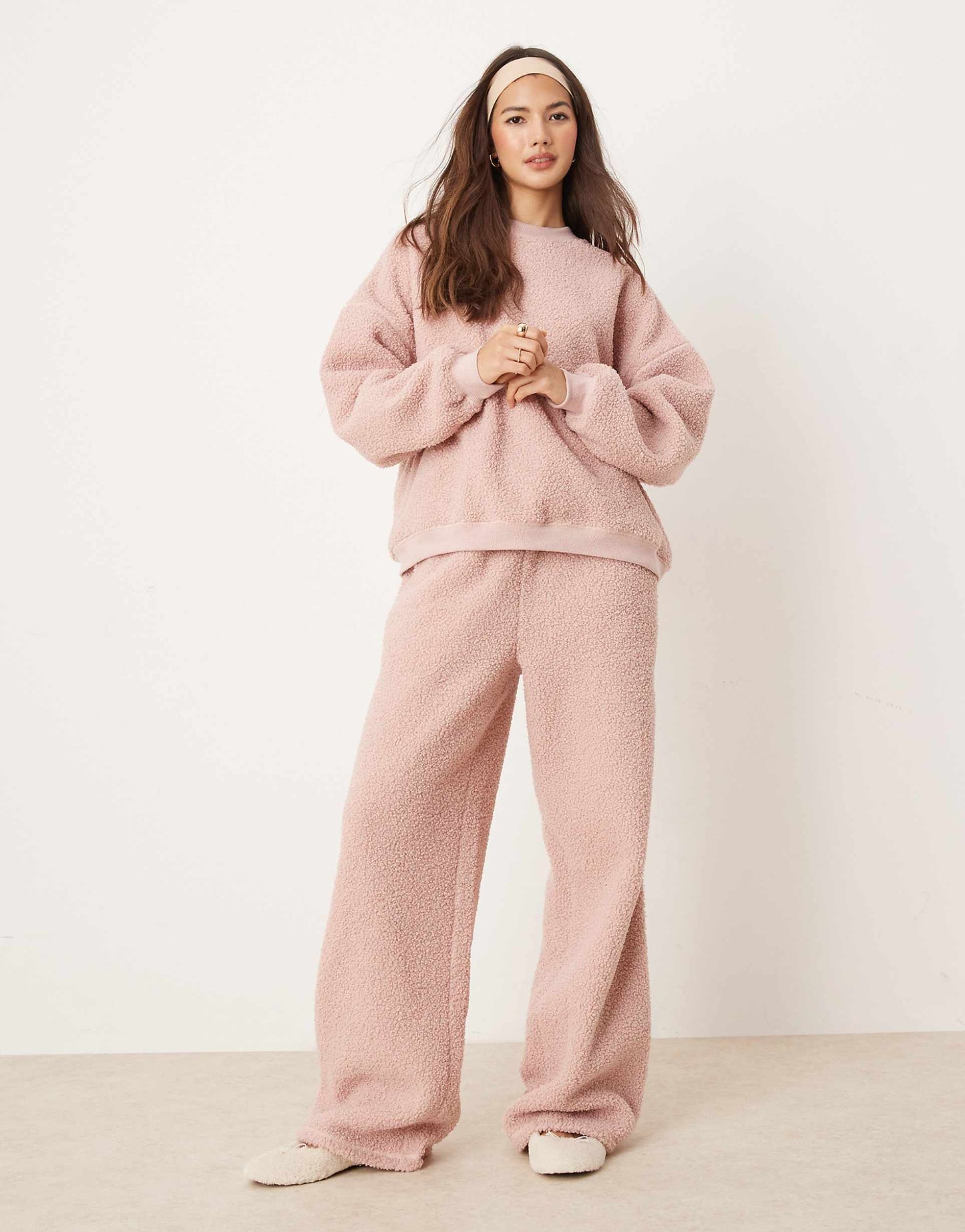 Lounge Borg Sweat & Wide Leg Trouser Set