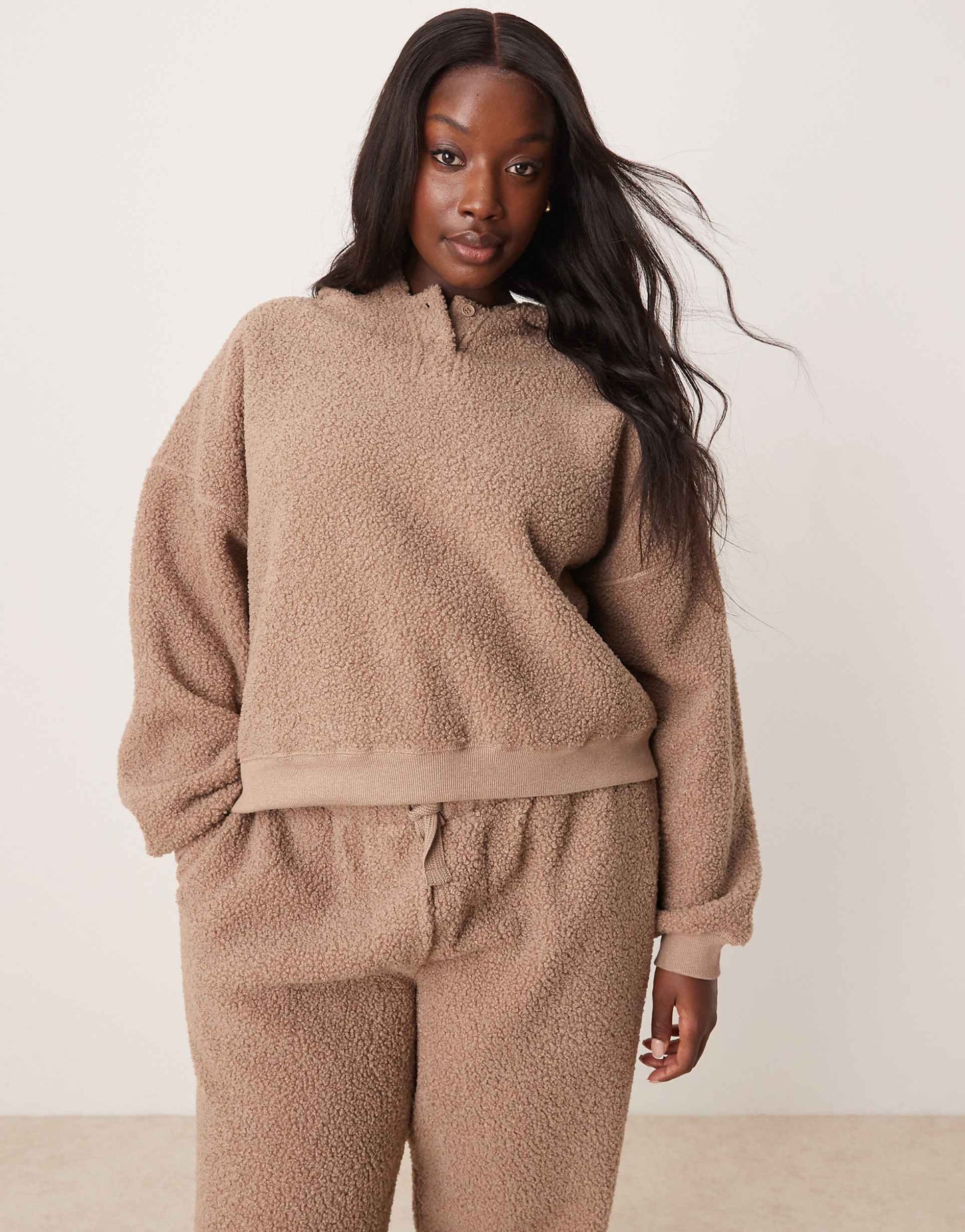 Curve Lounge Borg Oversized Hoodie & Jogger Set