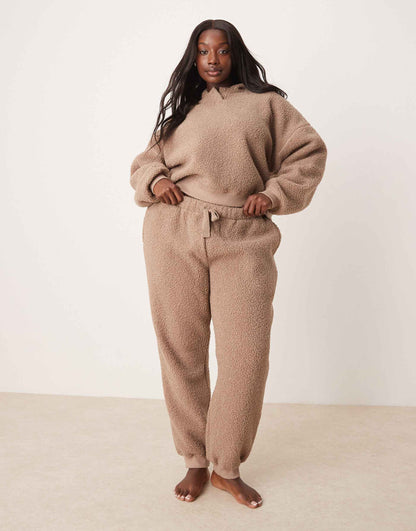 Curve Lounge Borg Oversized Hoodie & Jogger Set