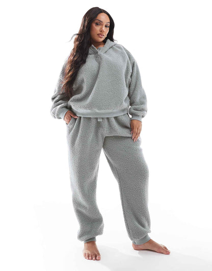 Curve Lounge Borg Oversized Hoodie & Jogger Set