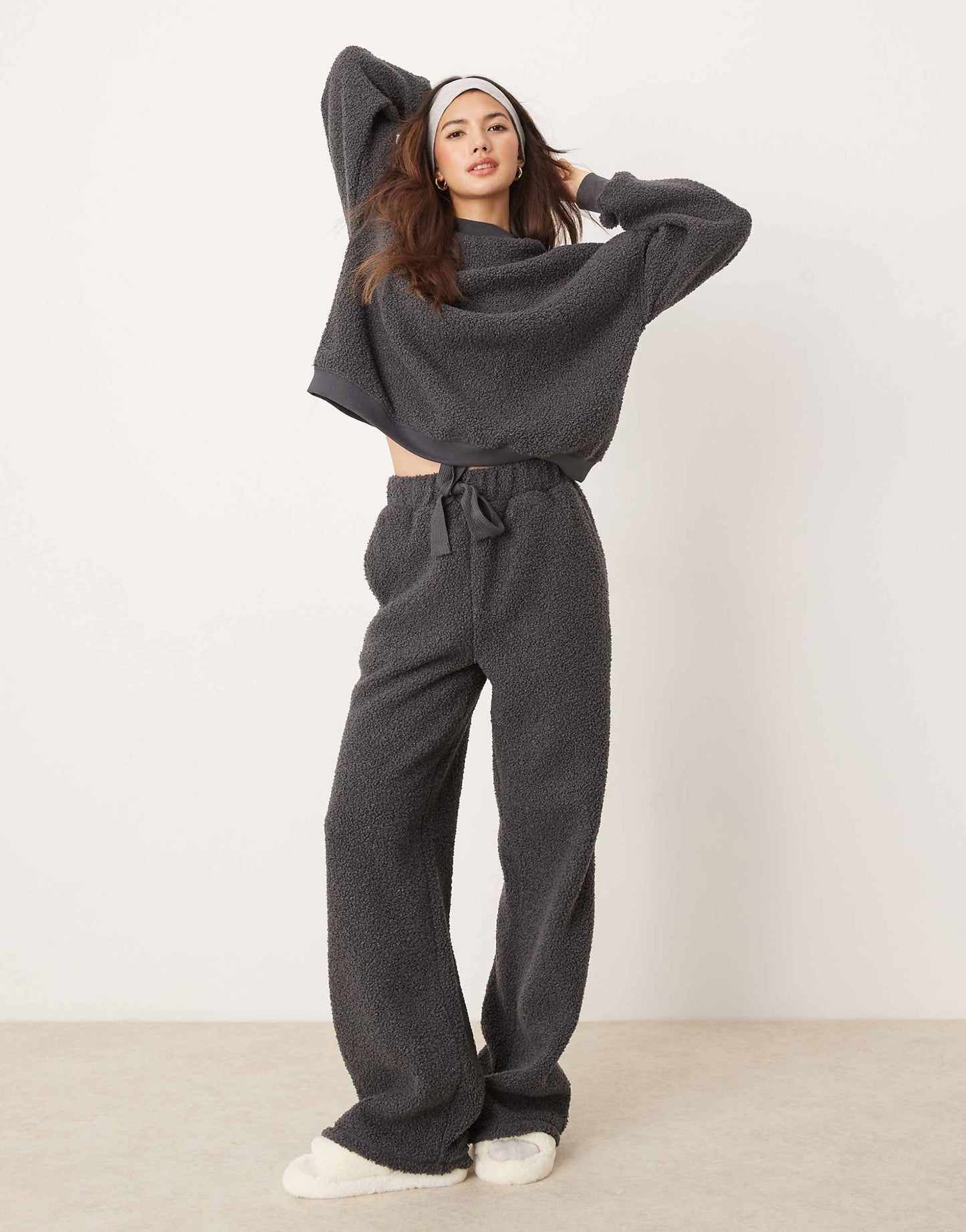 Lounge Borg Sweat & Wide Leg Trouser Set