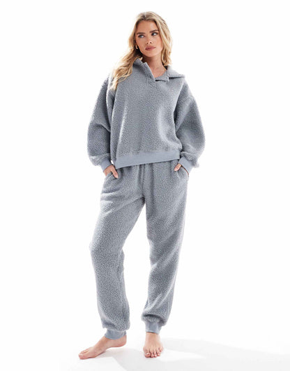 Petite Lounge Borg Oversized Hoodie & Jogger Set