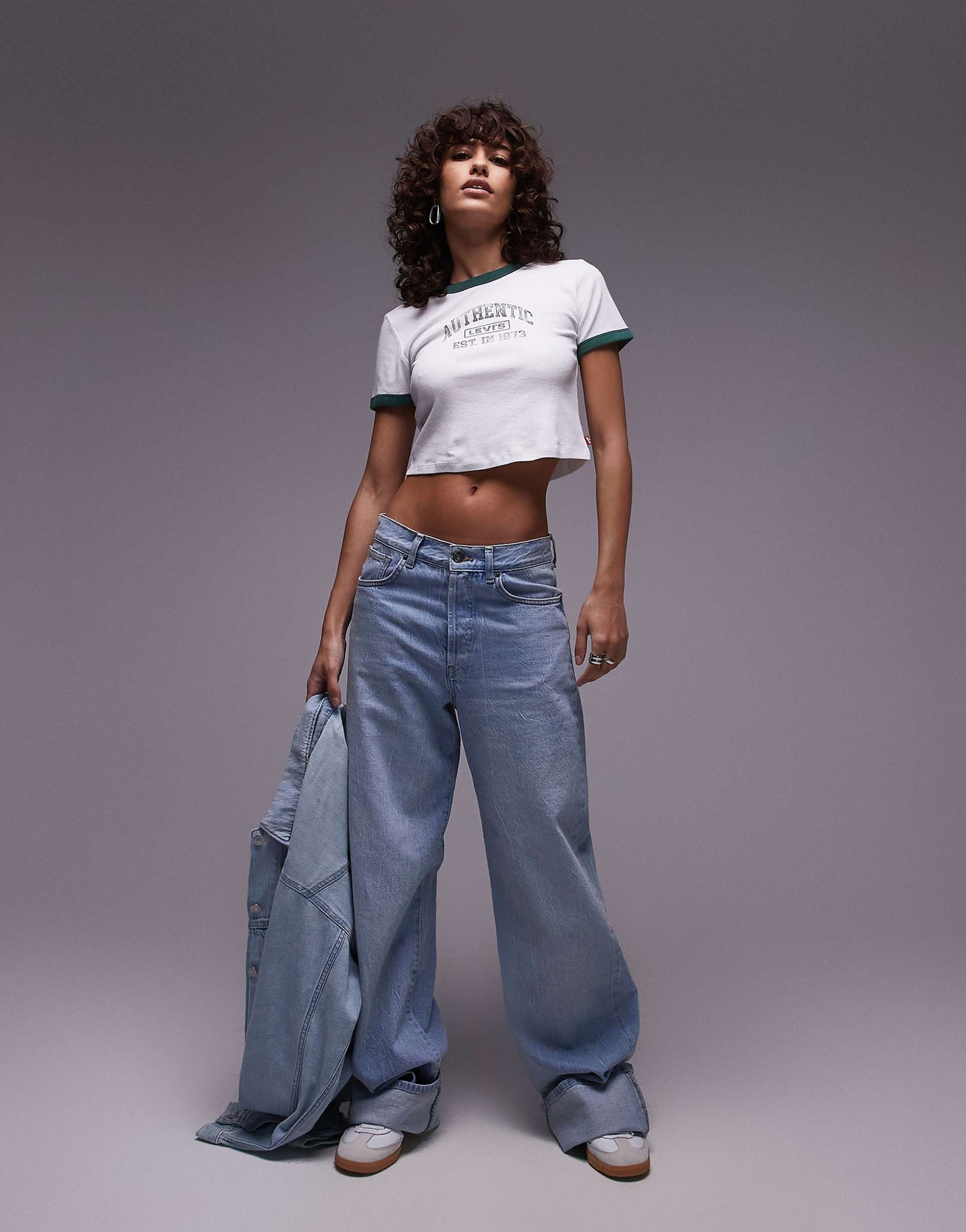 Cropped Ringer T-Shirt With Logo