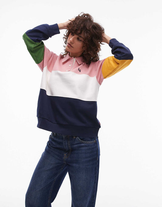 Colour Block Logo Rugby Sweat