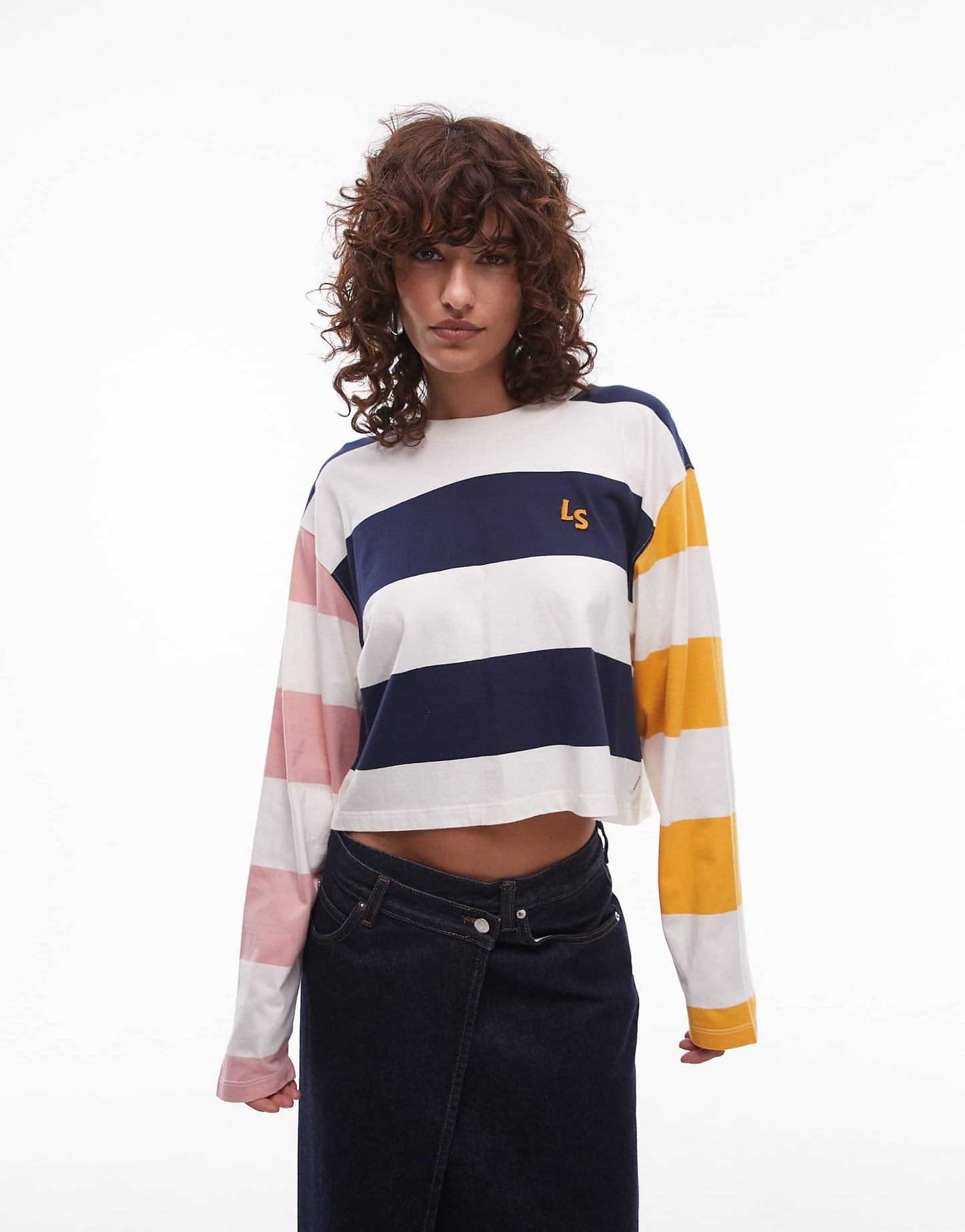 Cropped Rugby Stripe Logo Top
