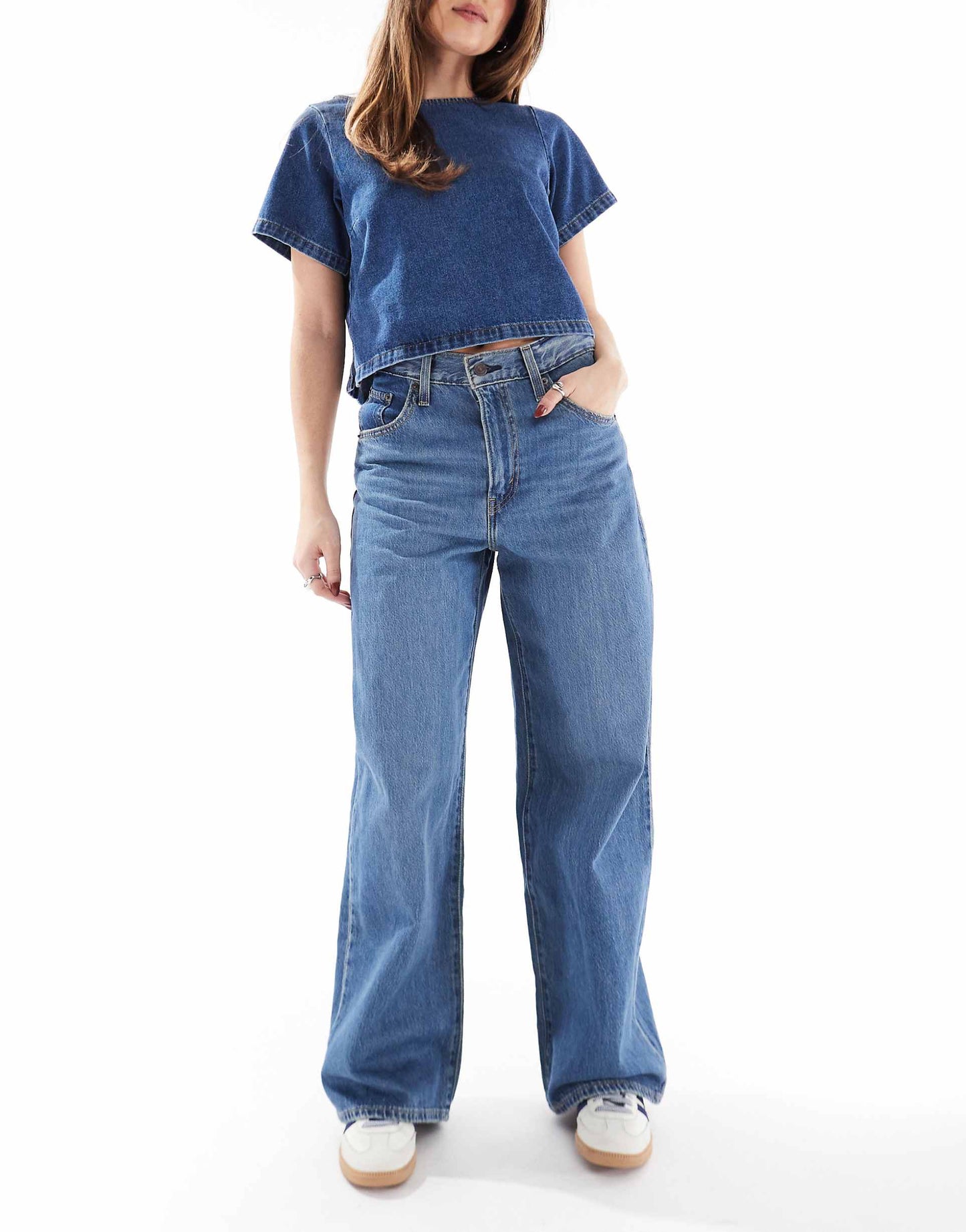 Cinch Waist Baggy Jeans