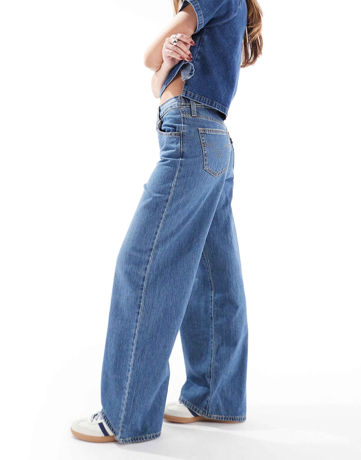 Cinch Waist Baggy Jeans