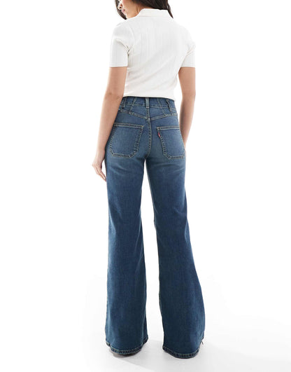 Ribcage Bells High Rise Flare Jeans With Corset Detail