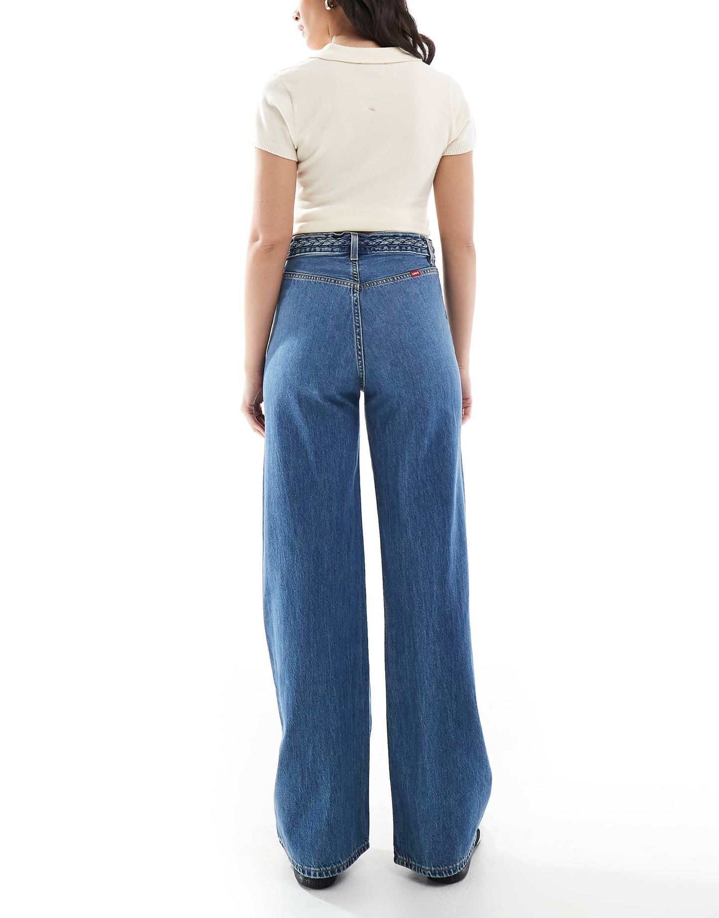 Ribcage High Rise Wide Leg Braided Jeans