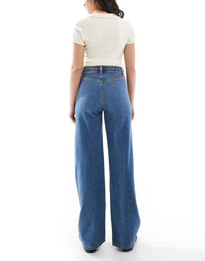 Ribcage High Rise Wide Leg Braided Jeans
