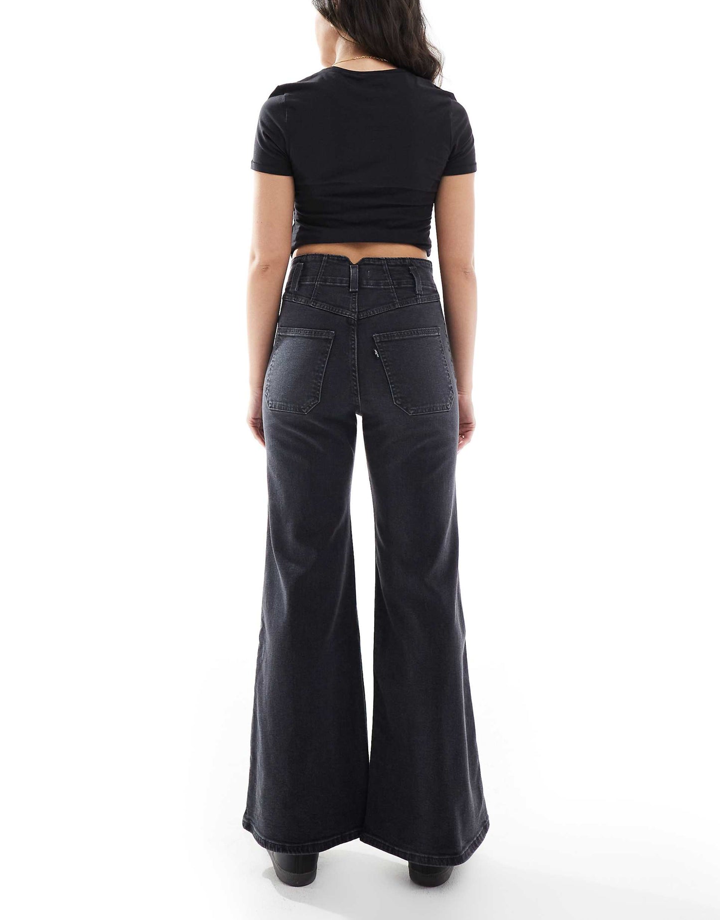 Ribcage Bells High Rise Flare Jeans With Corset Detail