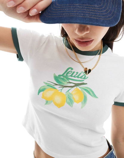 Ringer T-Shirt With Lemon Print