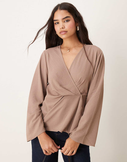 Long Sleeve Wrap Detail Top