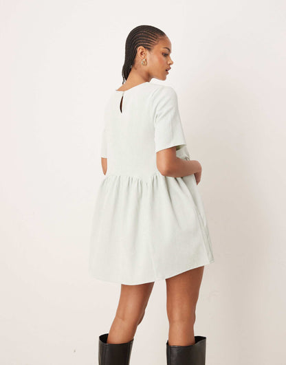 Tall Cord Smock Tee Mini Dress With Waist Seam Detail