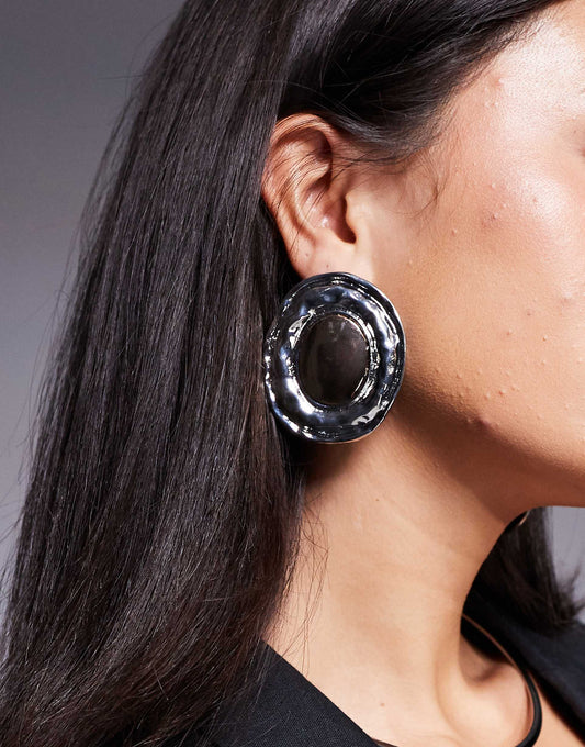 Mixed Metal Large Stud Earrings