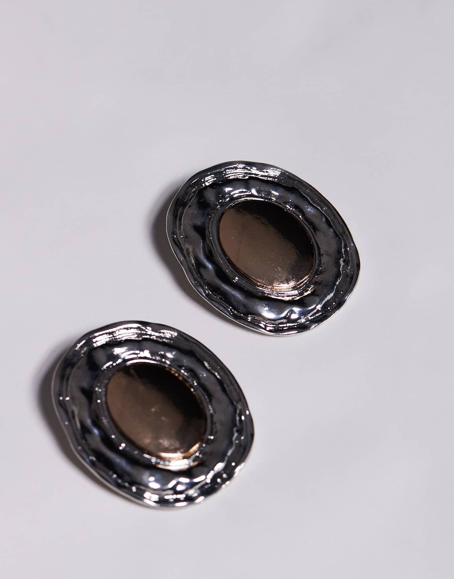 Mixed Metal Large Stud Earrings