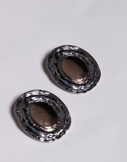 Mixed Metal Large Stud Earrings