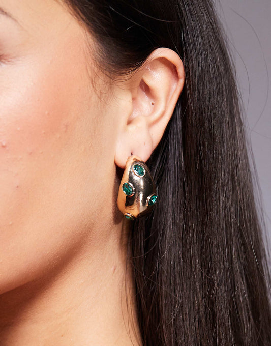 Chunky Hoop Earrings With Greenjewels