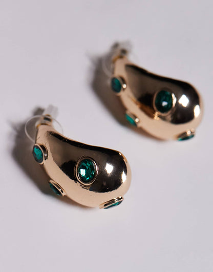 Chunky Hoop Earrings With Greenjewels