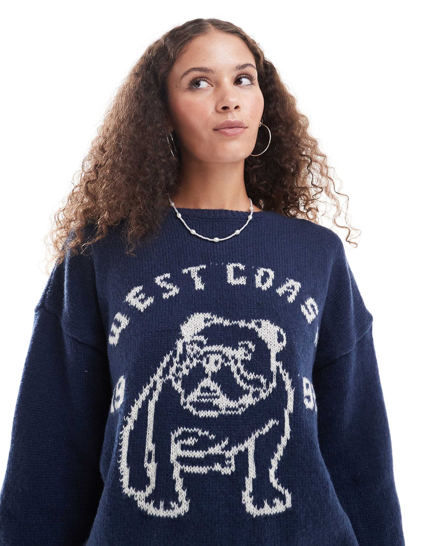 Relaxed Knitted Jumper With Bulldog Intarsia