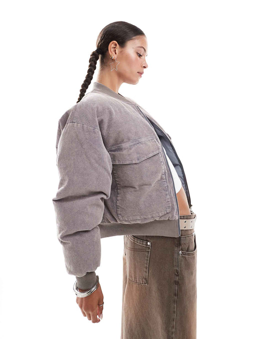 Washed Cord Utility Bomber Jacket