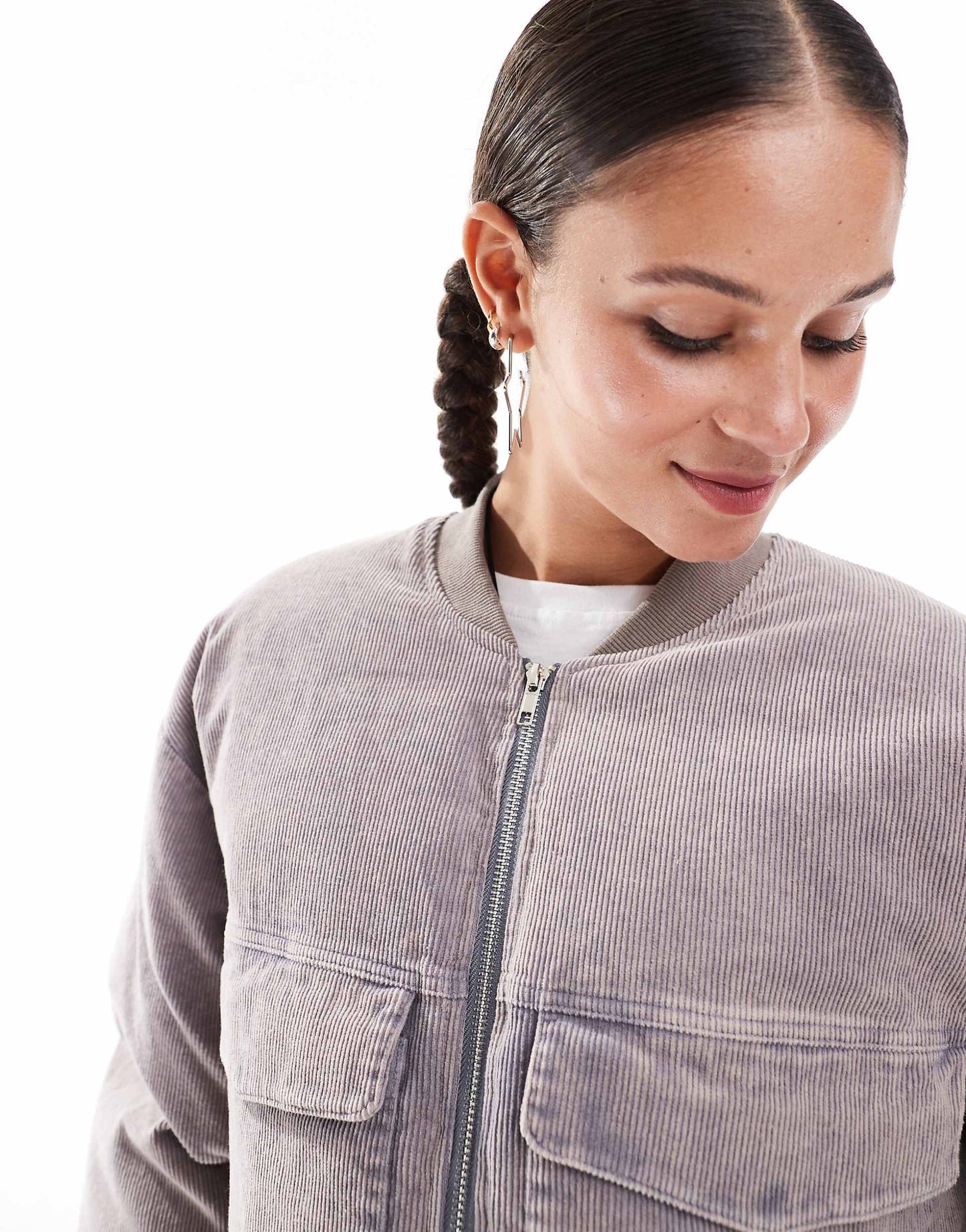 Washed Cord Utility Bomber Jacket
