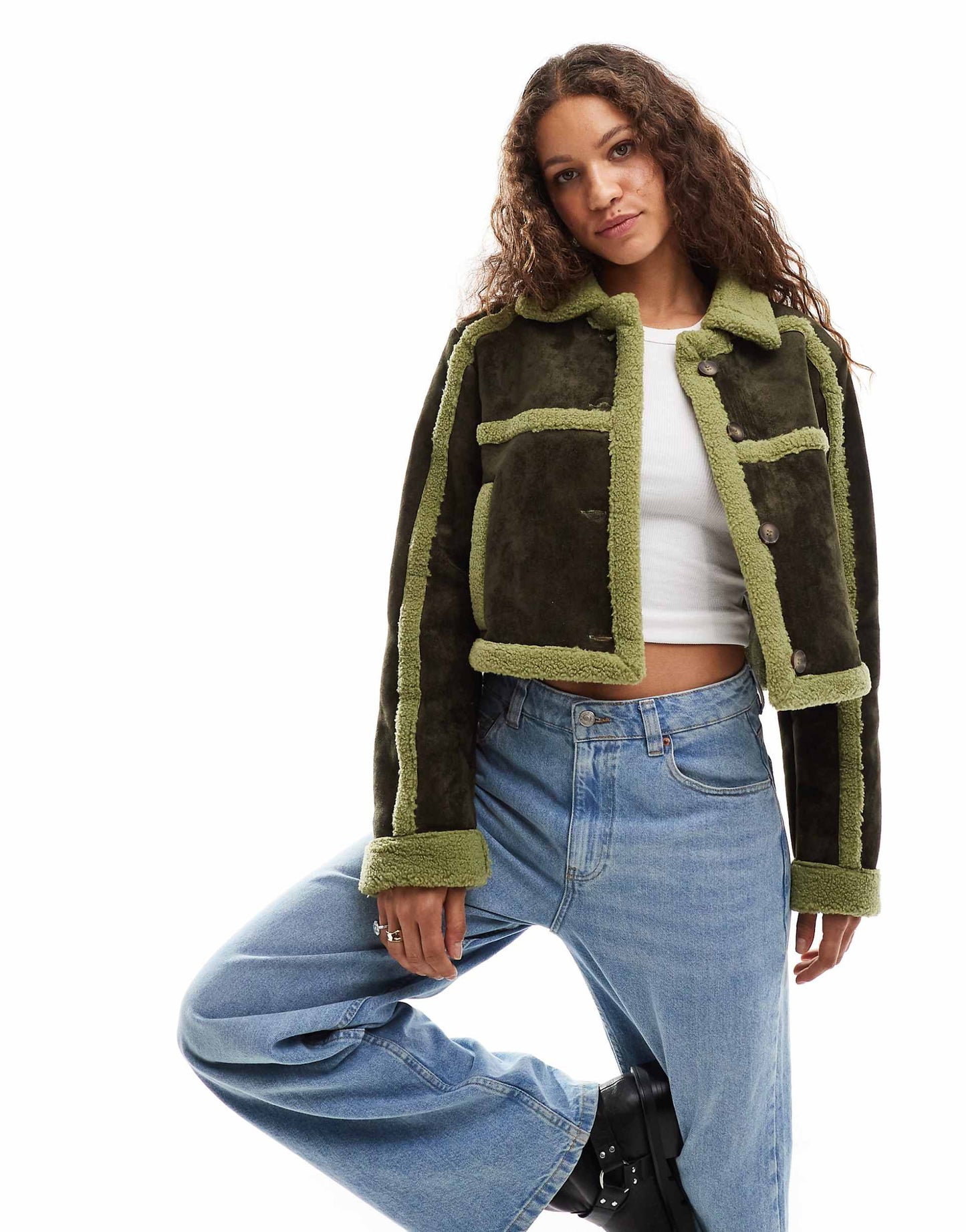 Borg Detail Cropped Jacket
