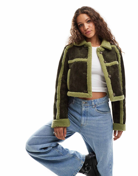 Borg Detail Cropped Jacket