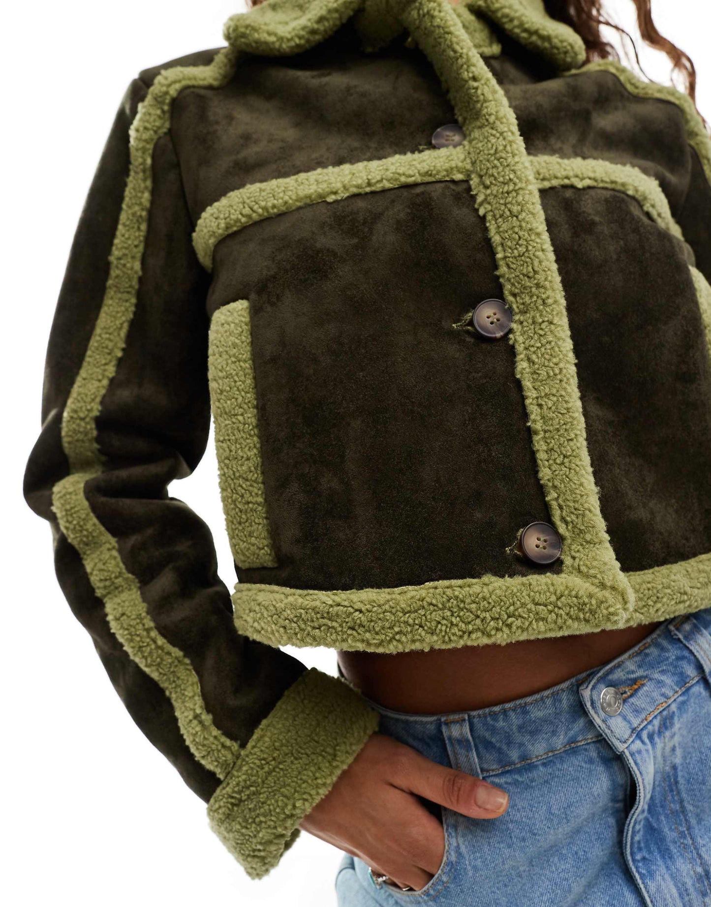 Borg Detail Cropped Jacket