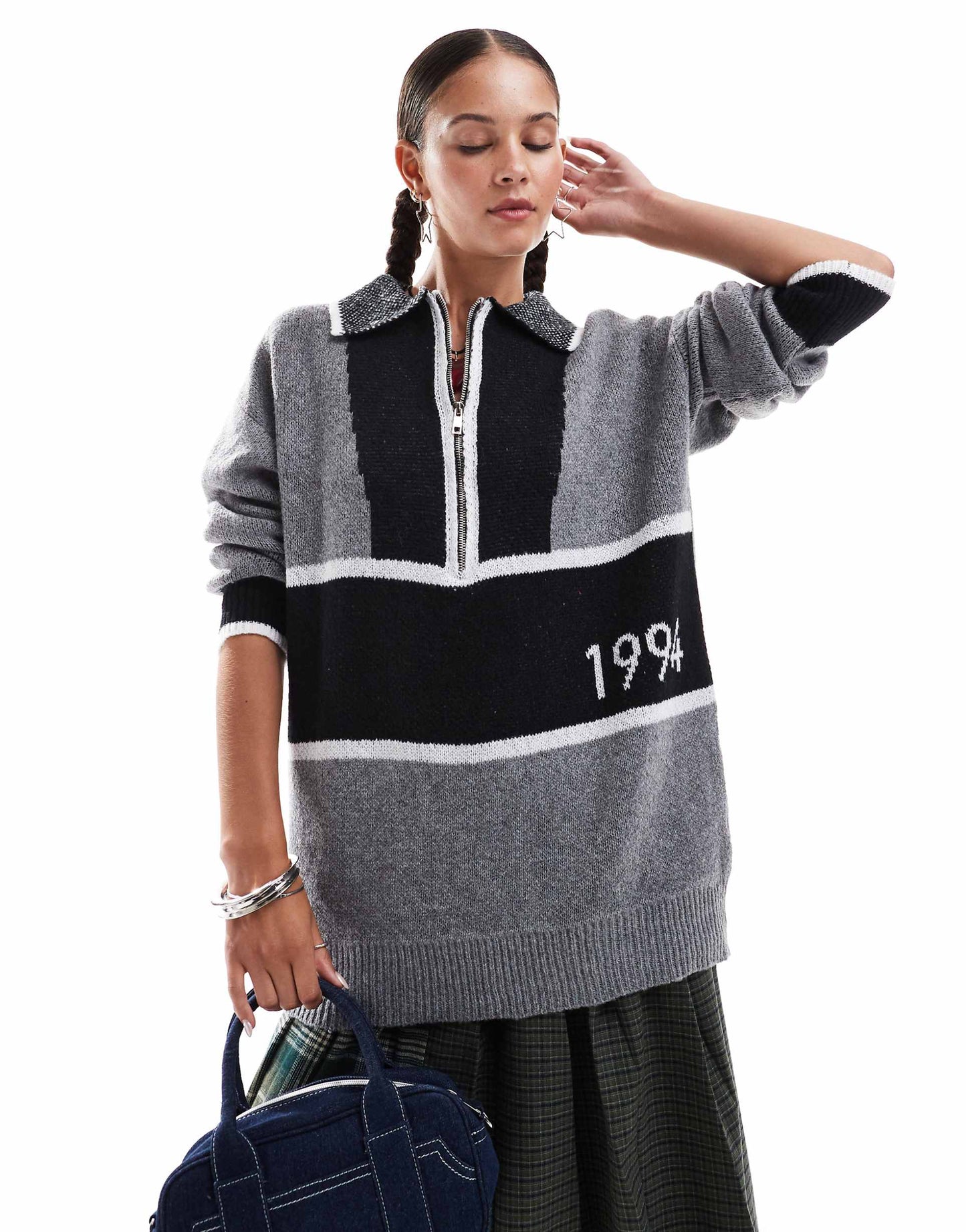 Half Zip Vintage Sport Knitted Jumper