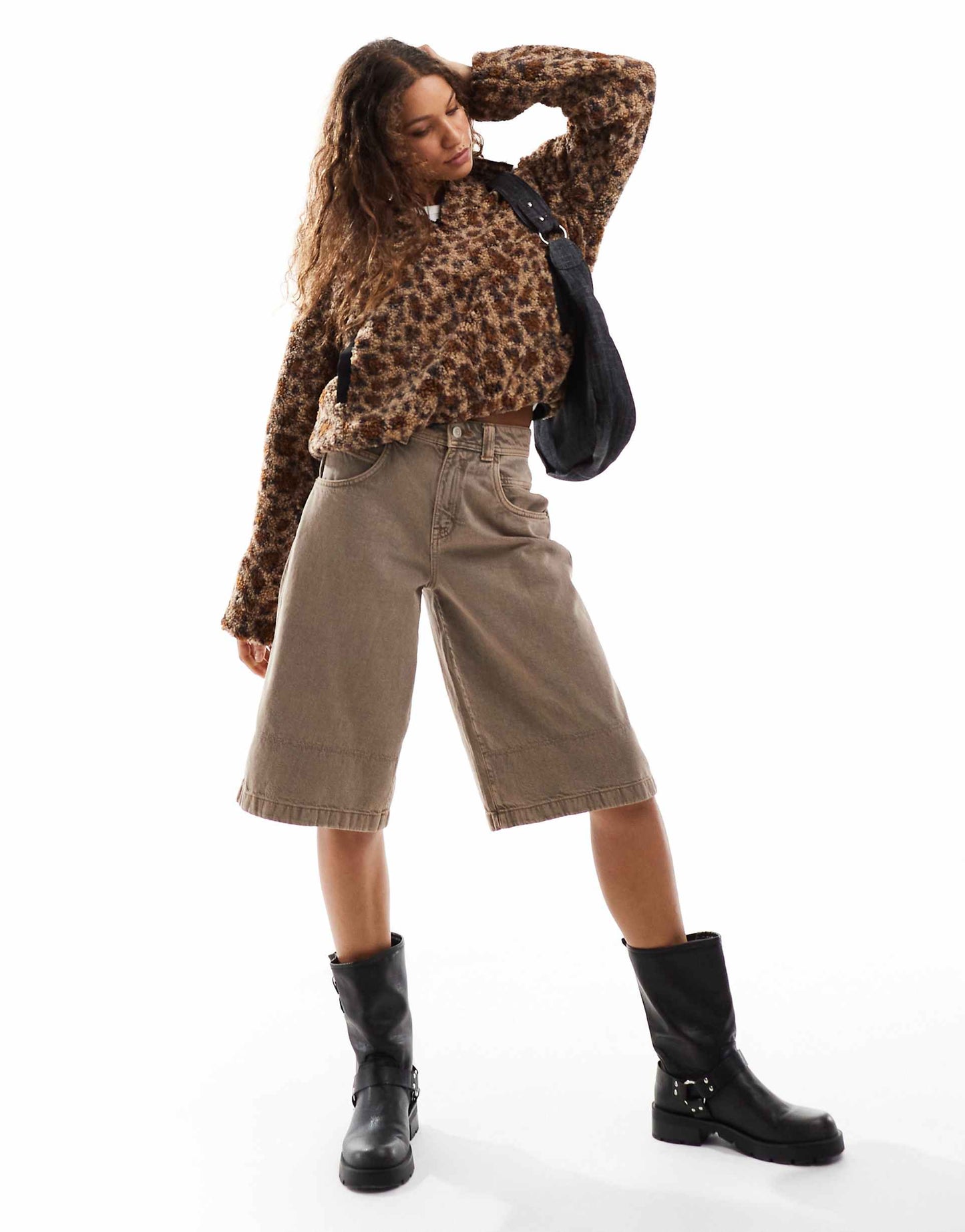 Leopard Borg Crop Jacket