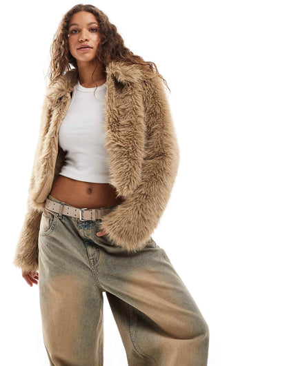 Cropped Faux Fur Jacket