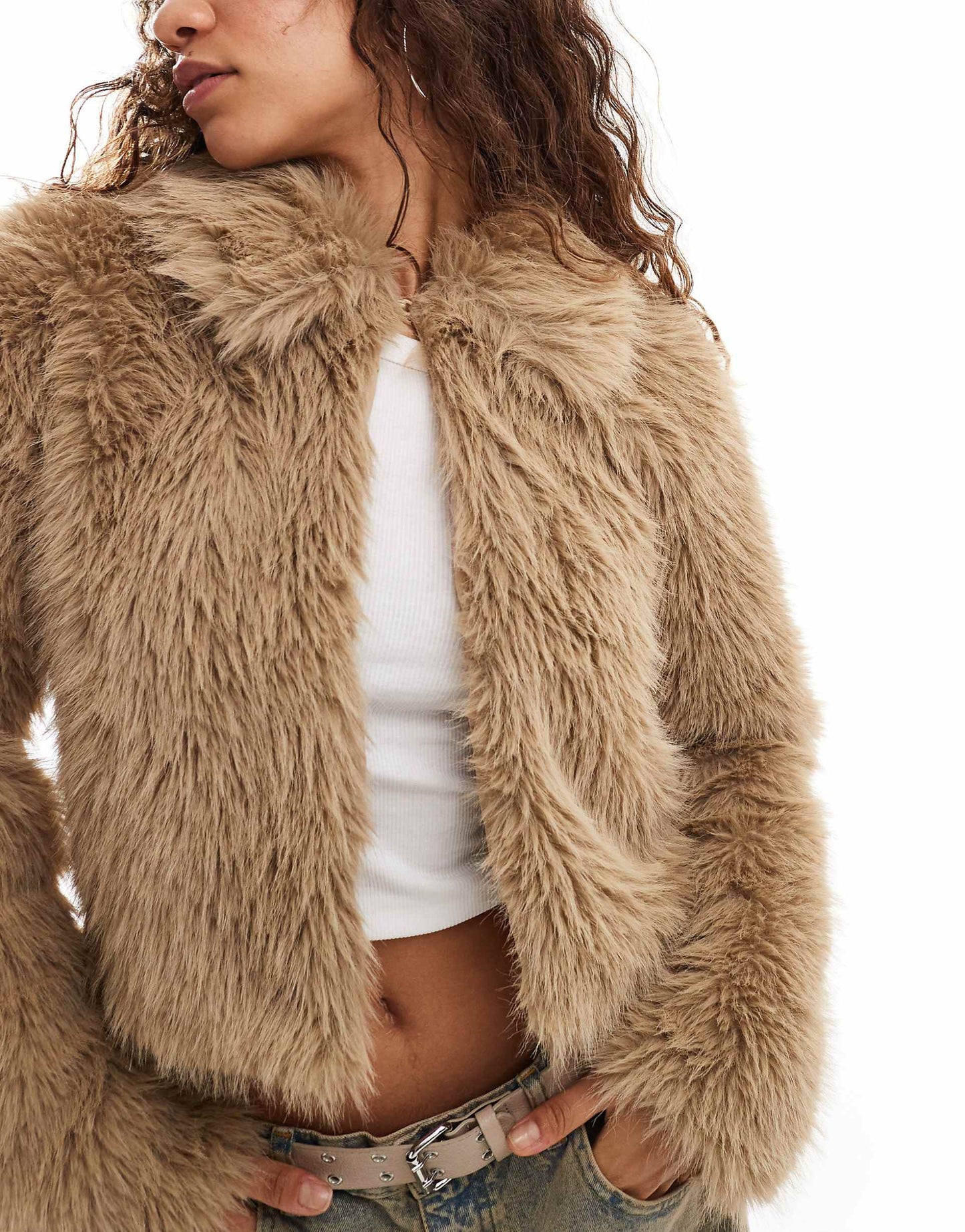 Cropped Faux Fur Jacket