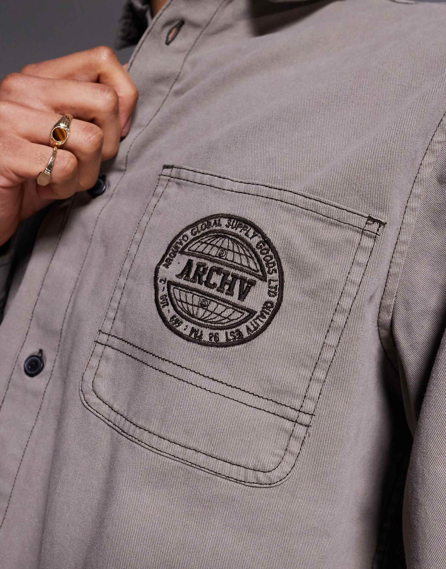 Boxy Shirt With Pocket Embroidery