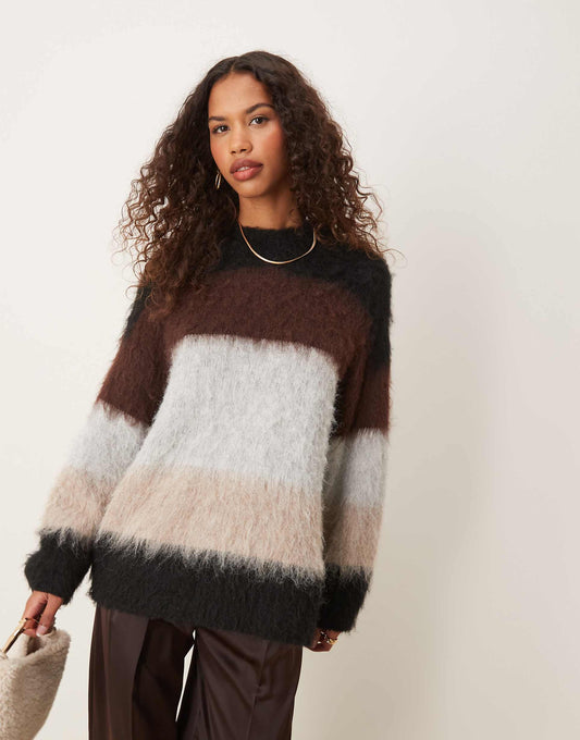 Oversized Crew Neck Brushed Jumper
