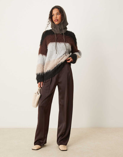 Oversized Crew Neck Brushed Jumper