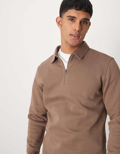 Half Zip Long Sleeve Polo Shirt