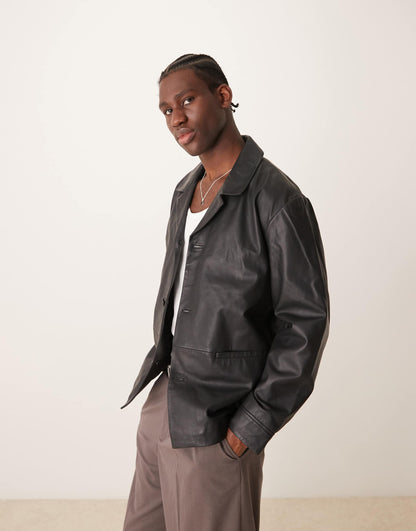 Real Leather Blazer Jacket