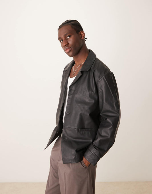 Real Leather Blazer Jacket
