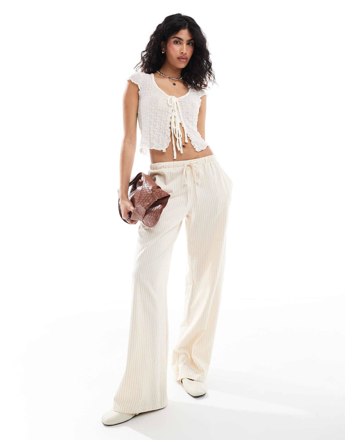 Textured Sheer Tie Front Top