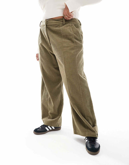 Curve Cord Trouser With Seam And Tab Detailing