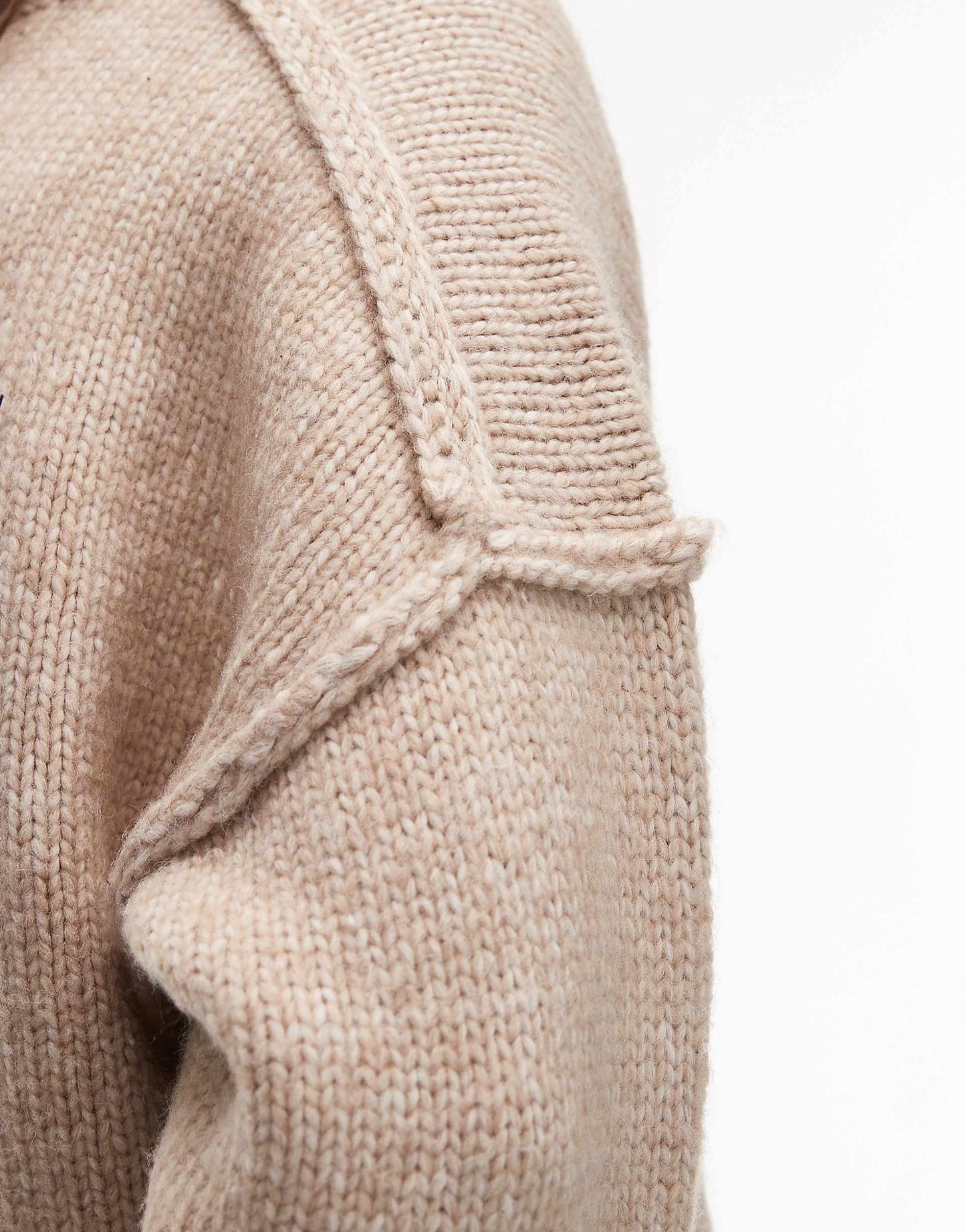 Knitted High V-Neck Mini Oversized Dress